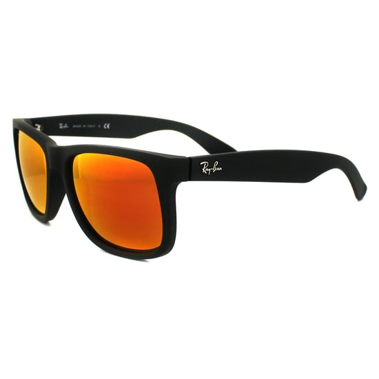 Gafas de sol Ray-Ban Justin 4165 622/6Q Caucho Negro Rojo Espejo - Image 2