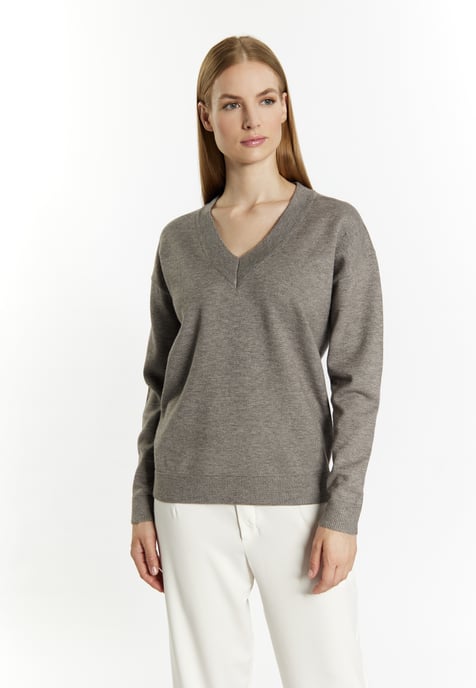 Dreimaster Knitted pullover women Grey melange - Image 3