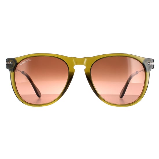 Serengeti Round Mens Gunmetal Olive Polarized Drivers Gradient Amboy