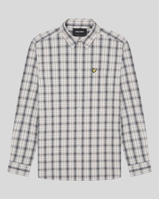 Camisa de manga larga gris metalizado de popelín con cuadros lavados de Lyle & Scott - Image 5
