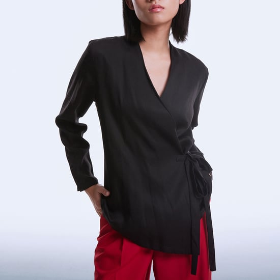 Satin wrap-over blouse - Image 3
