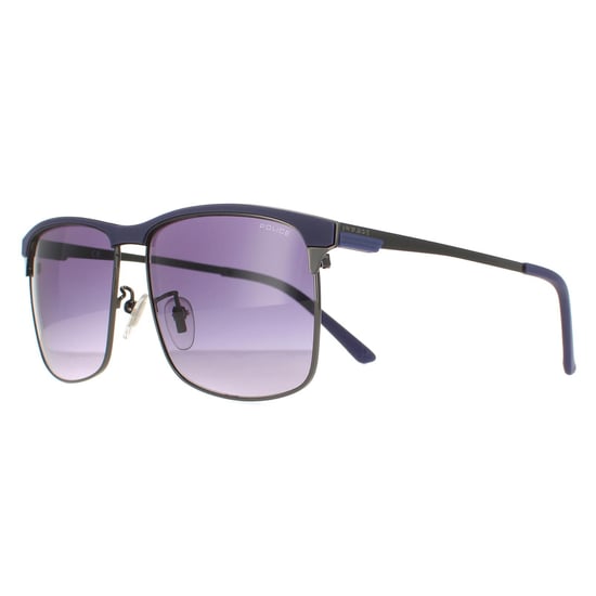 Police Rectangular Mens Matte Blue Gunmetal Blue Gradient SPL570N Crossover 2