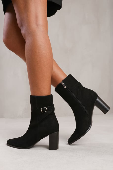 Where's That From Womens 'North' Wide Fit Block Heel Boot With Buckle Detail