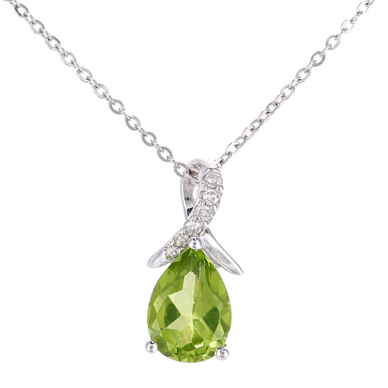 Colgante de oro blanco de 9 ct con peridoto de 0,84 ct y diamante de 0,02 ct - Image 1