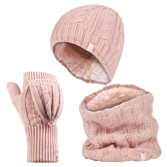 Heat Holders - Set de gorro térmico de invierno, calentador de cuello y guantes convertibles - Rosa oscuro - Image 1