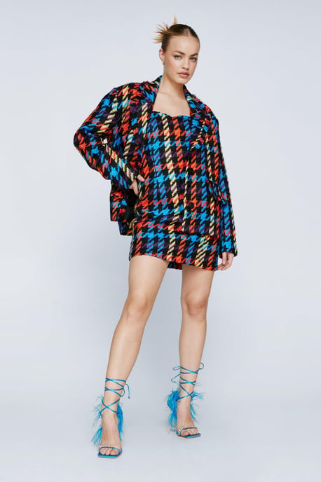 MultiColour Boucle Tailored Bandeau Mini Dress