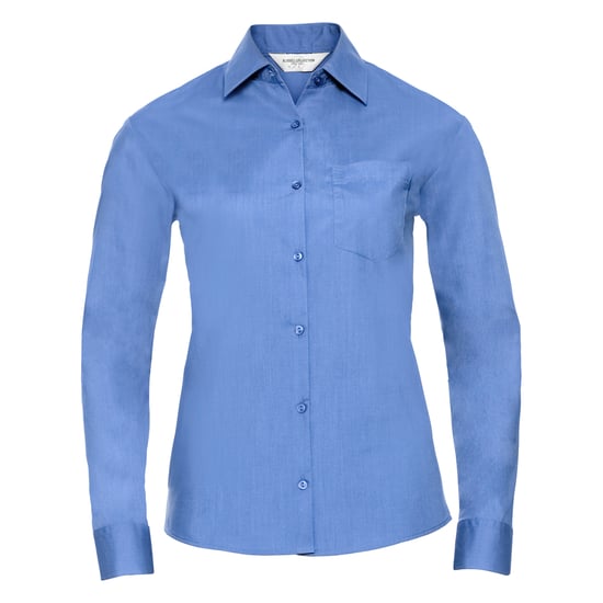 Russell Collection Womens/Ladies Classic Polycotton Easy-Care Long-Sleeved Shirt (Corporate Blue) - Image 1
