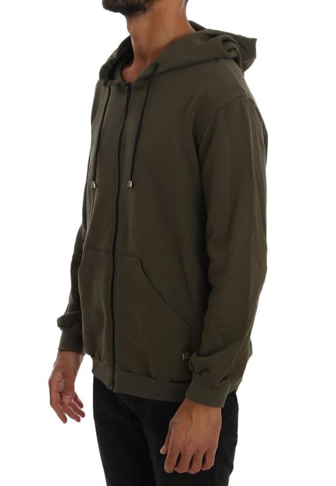 Sudadera de hombre con capucha y cremallera completa en verde de Daniele Alessandrini - Image 2