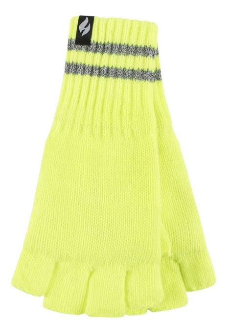 Guantes reflectantes de punto sin dedos para hombre | Calentadores | Guantes de trabajo térmicos Hi Viz - Amarillo - Image 1
