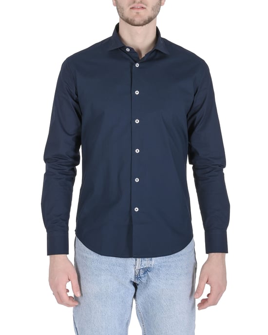 19V69 Italia Mens Shirt Slim Fit Alexander Navy Blue