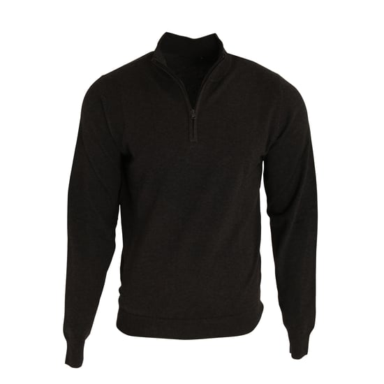 Premier Mens 1/4 Zip Neck Knitted Sweater (Black) - Image 1