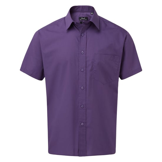 Premier Mens Short Sleeve Poplin Shirt (Purple) - Image 1