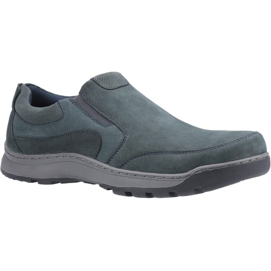 Hush Puppies Mens Jasper Nubuck Leather Slip On Shoe (Navy) - Image 1