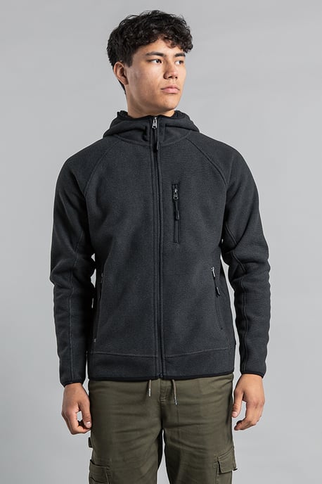 Grey Zip-Through Hooded Fleece With Sherpa Lining