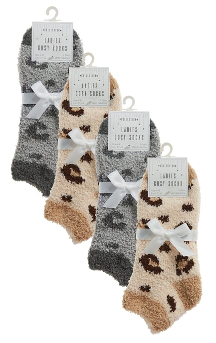 8 pares de calcetines para mujer con estampado de animales - Gris / Beige - Image 2