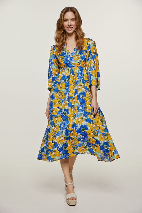 Vestido midi floral de corte imperio - Image 5