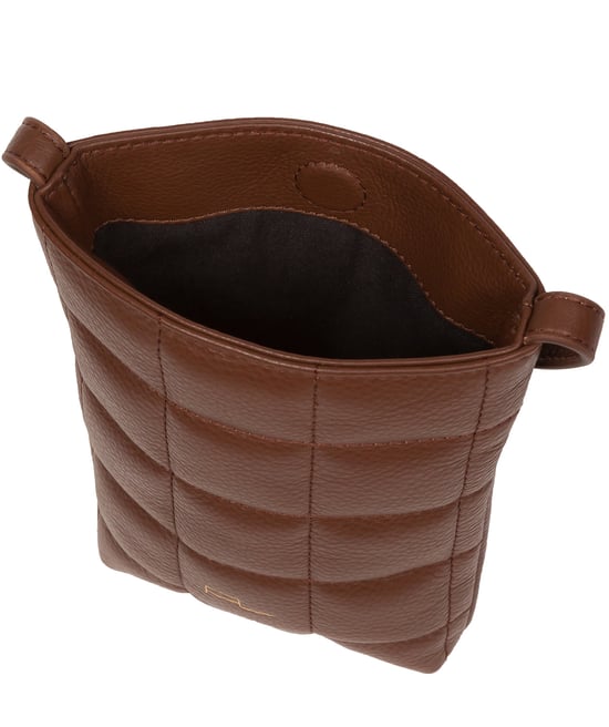 'Elouise' Dark Tan Nappa Leather Cross Body Phone Bag