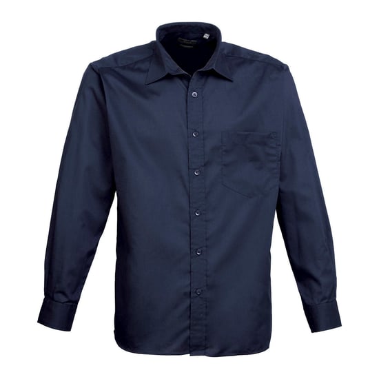 Premier Mens Poplin Long-Sleeved Shirt (Navy) - Image 1