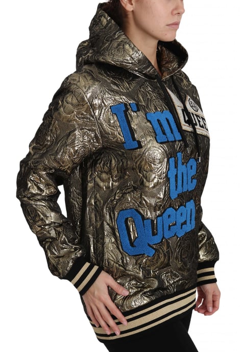 Sudadera con capucha Dolce & Gabbana I'm The Queen en jacquard dorado - Image 5