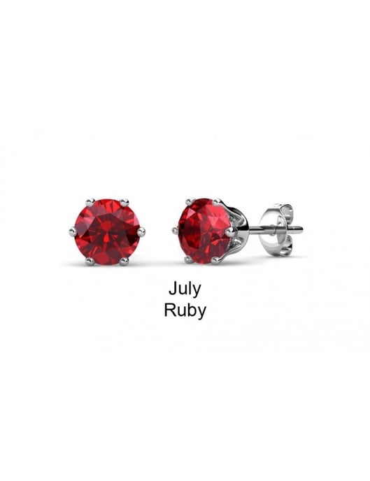 Pendientes de julio con piedra de nacimiento - Plata y rojo - Image 3
