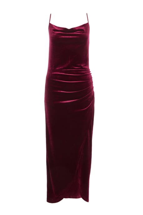 Petite Dark Red Cowl Neck Midaxi Dress