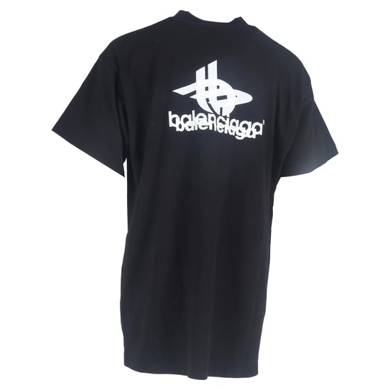 Balenciaga Logo Print Mock Neck T-Shirt in Black Cotton - Image 3