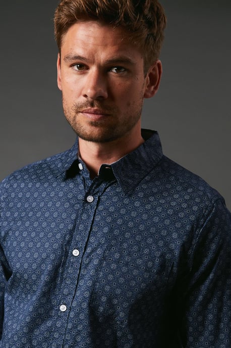 Tudor Tile Print Long Sleeve Shirt