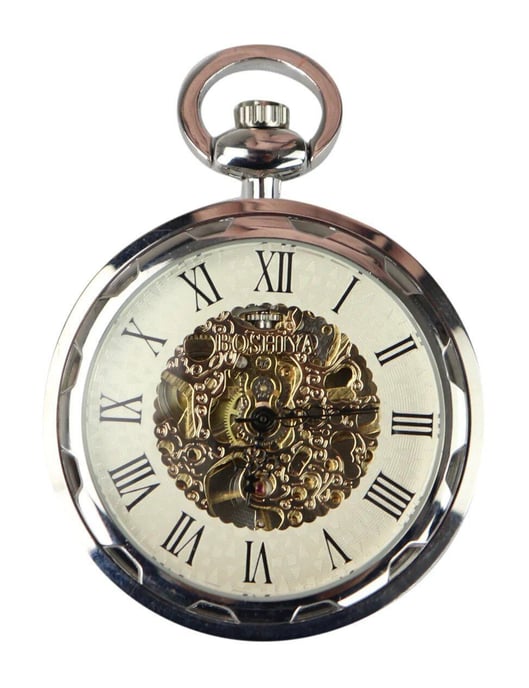 Reloj de bolsillo plateado mecánico Peaky Blinders Hunter automático - Image 1