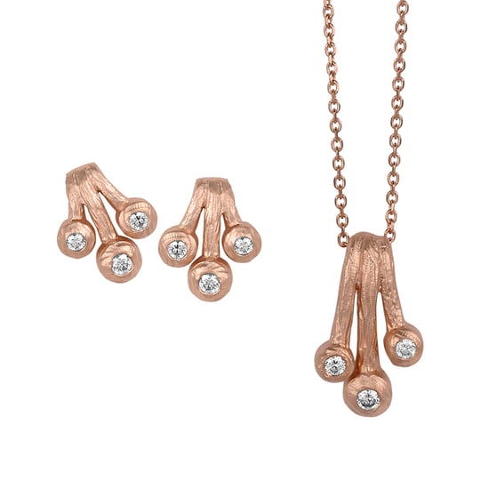 Orphelia Women's 925 Sterling Silver Set: Chain-Pendant + Earrings - Rose SET-5233/1 - Image 1