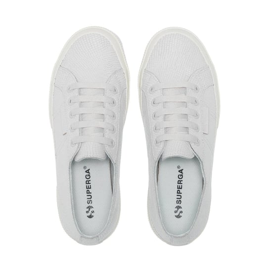 Superga Womens/Ladies 2750 Snake Print Grain Leather Trainers (Optical White) - Image 4