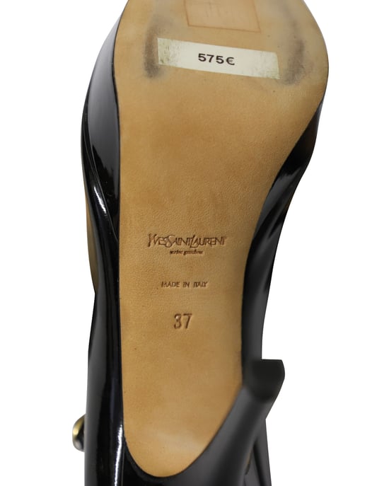 Yves Saint Laurent Peep Toe Platform Mary Jane Pumps in Black Patent Leather - Image 6