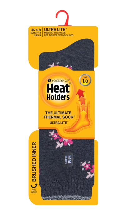 Heat Holders - Medias Térmicas Ultra Lites para Dama con Diseño de Hilo Cepillado Interior - Carbón Floral (Bellis) - Image 2