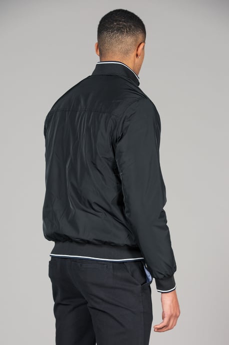 Black Funnel Neck Zip Jacket