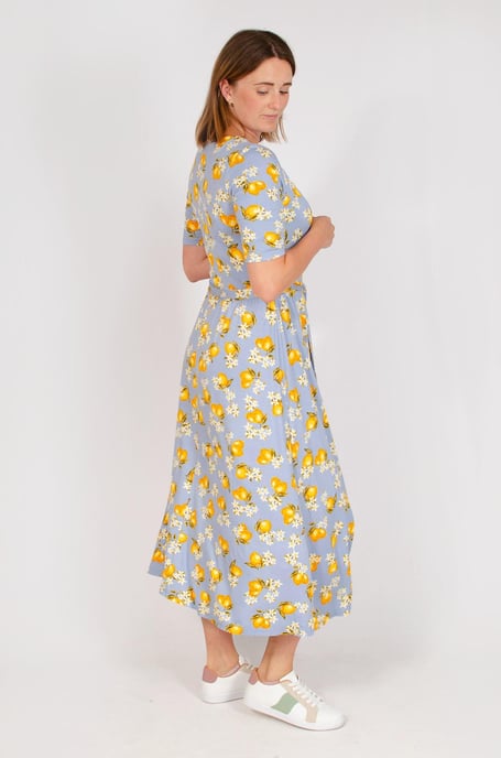 Floral Wrap V Neck Midi Dress