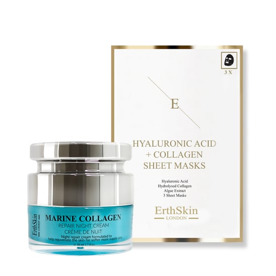 Maritime Kollagen Crema de Noche 50ml + Mascarilla de Ácido Hialurónico y Colágeno - 3 hojas - Image 1