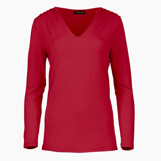 Camiseta Roja de Cuello en V - Image 1