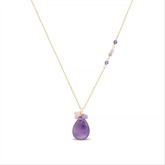 Luxenter adak necklace in metal alloy and natural amethyst 18K gold plated finish