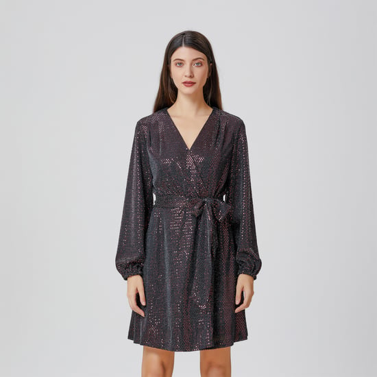 Wrap effect glitter dress - Image 4