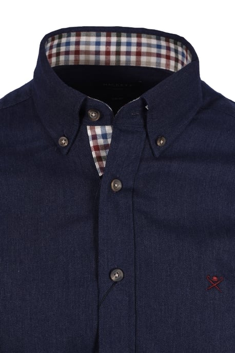 Hackett Flannel Multi Trim Long Sleeved Shirt Navy Blue