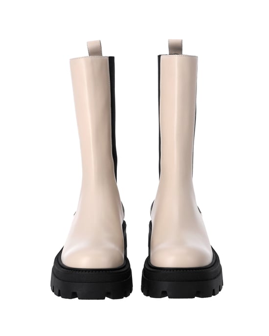 Sergio Rossi Milla Platform Boots in White Leather - Image 3