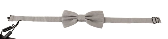 Dolce & Gabbana Men's Silver Gray 100% Silk Adjustable Neck Papillon Bow Tie