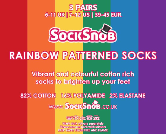 3 Pares de Calcetines para Hombre y Mujer de Algodón con Rayas Brillantes Arco Iris - Image 2