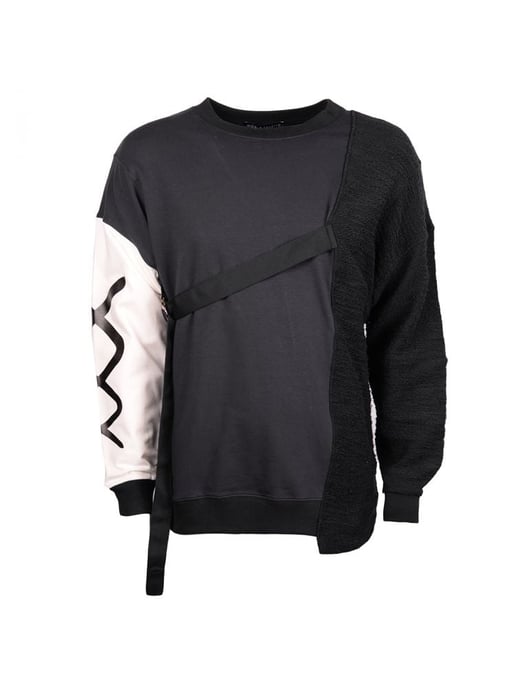 Nicolo Tonetto Sudadera Lien del hombre negro, Blanco, azul oscuro - Image 1