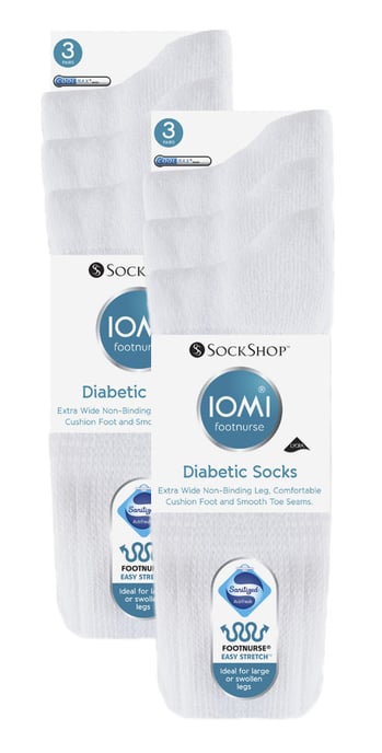 6 Pares Multipack Calcetines Diabéticos de Algodón para Niños con Suave Agarre | IOMI | Calcetines Extra Anchos sin Costuras y No Elásticos para Pies Hinchados - Blanco - Image 2