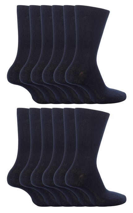 12 Pares Multipack Calcetines Escolares Lisos Niños y Niñas 3 Tamaños Sock Snob Calcetines de Algodón para Niños - Azul - Image 1