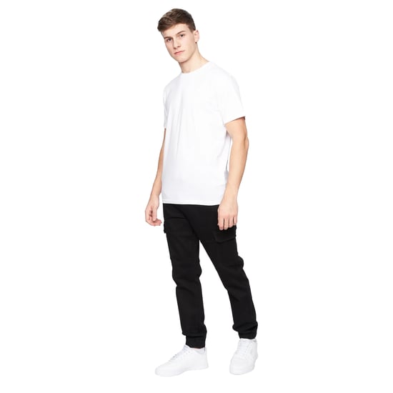 Crosshatch Mens Malimore Cuffed Ankle Cargo Jeans (Solid Black) - Image 3
