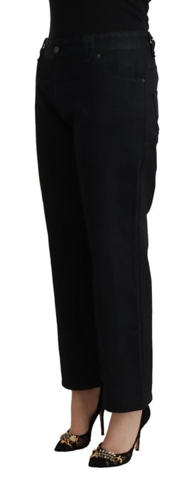 Jeans de mezclilla recortados de talle alto acampanados de algodón negro para mujer John Galliano - Image 2