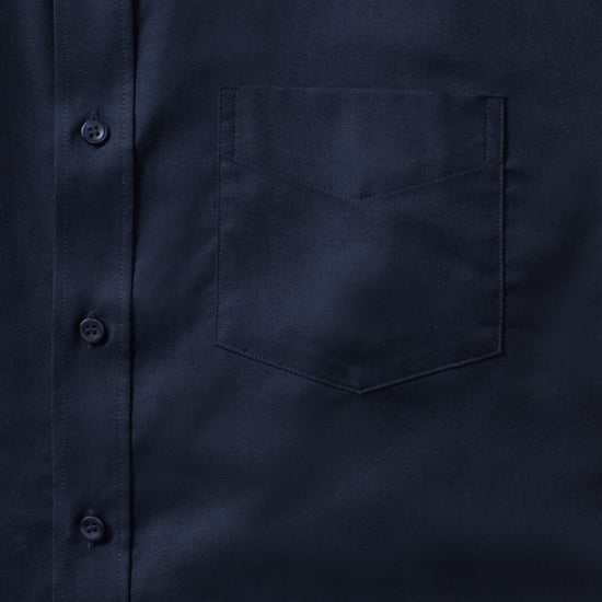 Russell Collection Mens Long Sleeve Easy Care Oxford Shirt (Bright Navy) - Image 3