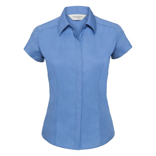 Russell Collection Ladies Cap Sleeve Polycotton Easy Care Fitted Poplin Shirt (Corporate Blue) - Image 1