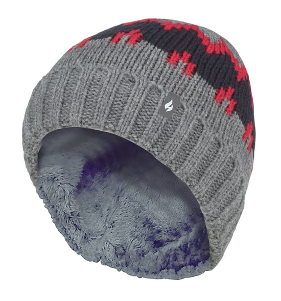 Heat Holders - Gorro de punto grueso y suave - Pebble Melange/Rojo/Azul Marino - Image 1